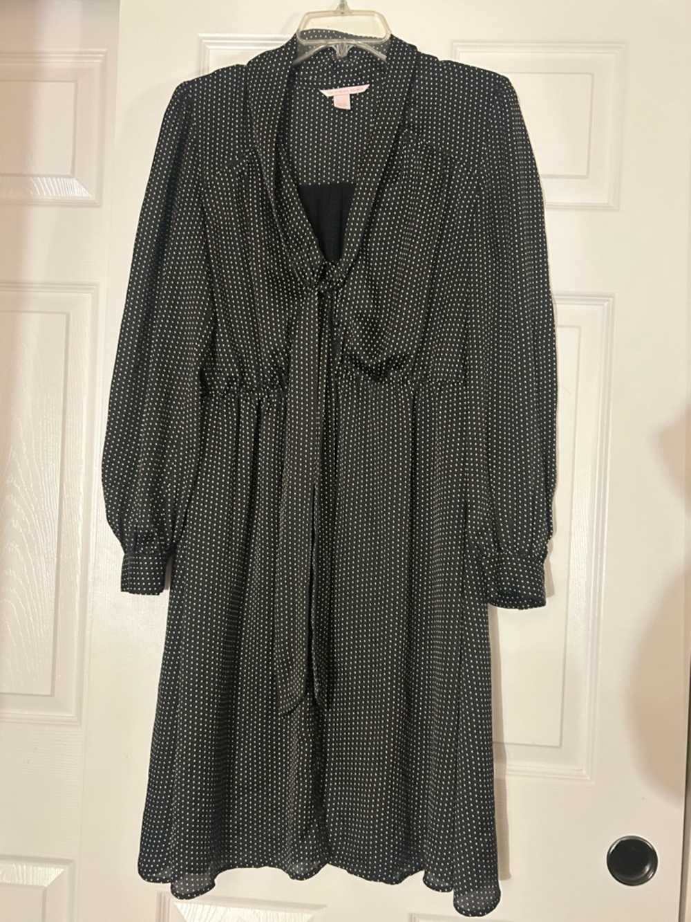 Victoria Secret Black Polka Dot Tie-Neck Women’s Dress